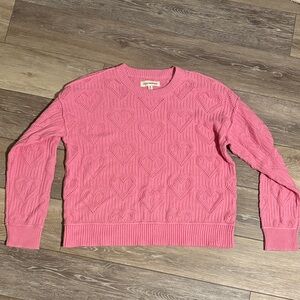 Lucky Brand Pink Heart Knit Sweater EUC